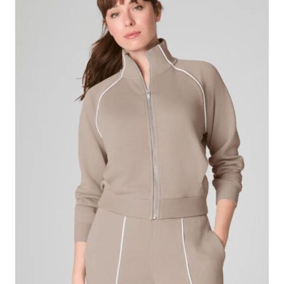SPANX® AirEssentials Pique Full Zip Track Jacket- Ashwood- M - Picture 1 of 9